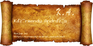 Körmendy András névjegykártya