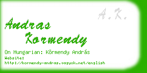 andras kormendy business card
